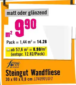 Hornbach form Steingut Wandfliese Angebot