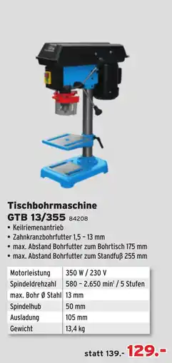 Salzburger Lagerhaus Gude Tischbohrmaschine GTB 13/355 Angebot