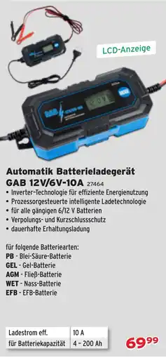 Salzburger Lagerhaus Gude Automatik Batterieladegerät GAB 12V/6V-10A Angebot