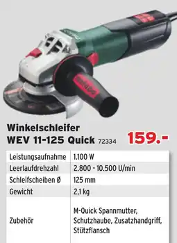 Salzburger Lagerhaus Winkelschleifer WEV 11-125 Quick Angebot
