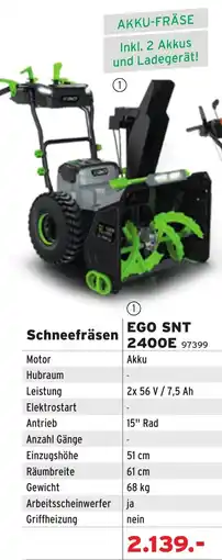 Salzburger Lagerhaus Schneefräsen EGO SNT 2400E Angebot