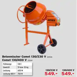 Salzburger Lagerhaus Betonmischer Comet 130/230 V Angebot