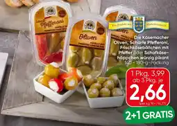 SPAR Gourmet Die Käsemacher Oliven, Scharfe Pfefferoni, Frischkäsebällchen mit Pfeffer oder Schafkäsehäppchen Angebot