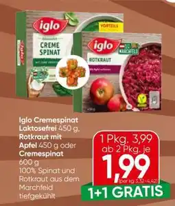 Eurospar Iglo Cremespinat, Rotkraut mit Apfel oder Cremespinat Angebot