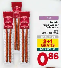 Billa Radatz Feine Wiener Cabanossi Angebot