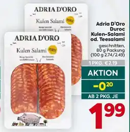 Billa Adria D'Oro Kulen Salami od. Teesalami Angebot