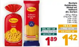Billa Recheis Vollkorn Spaghetti N°5 Angebot