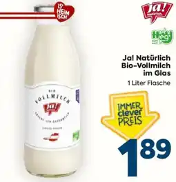Billa Ja! Natürlich Bio-Vollmilch im Glas Angebot