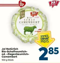 Billa Ja! Natürlich Bio-Schafheumilch od. Ziegenheumilch Camembert Angebot