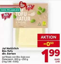 Billa Ja! Natürlich Bio-Tofu Angebot