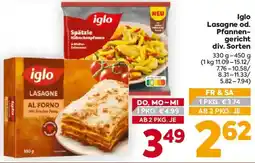 Billa Iglo Lasagne od. Pfannen- gericht Angebot