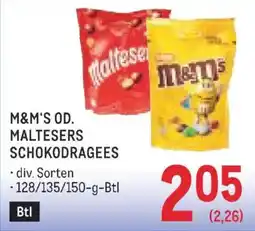 Metro M&M'S OD. MALTESEERS SCHOKODRAGEES Angebot