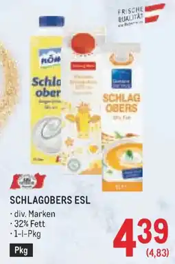 Metro Schlagobers ESL Angebot