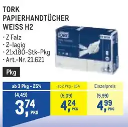 Metro Tork Papierhandtücher Weiss H2 Angebot