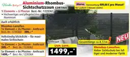 Norma Aluminium-Rhombus-Sichtschutzzzaun CORTINA Angebot