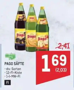 Metro PAGO SÄFTE Angebot