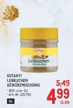 Metro KOTANYI LEBKUCHEN GEWÜRZMISCHUNG Angebot