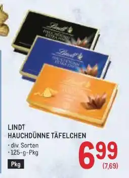 Metro LINDT HAUCHDÜNNE TÄFELCHEN Angebot