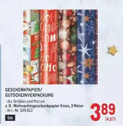 Metro GESCHENKPAPIER/ GUTSCHEINVERPACKUNG Angebot