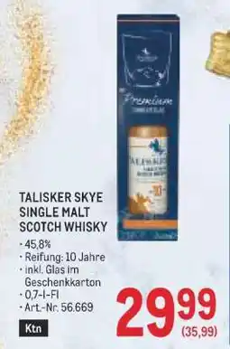 Metro Talisker Skye Single Malt Scotch Whisky Angebot