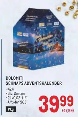 Metro DOLOMITI SCHNAPS ADVENTSKALENDER Angebot