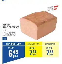 Metro BERGER KÄSELEBERKÄSE Angebot