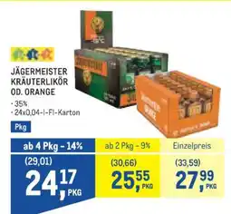 Metro JÄGERMEISTER KRÄUTERLIKÖR OD. ORANGE Angebot