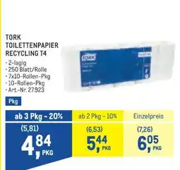 Metro TORK TOILETTENPAPIER RECYCLING T4 Angebot