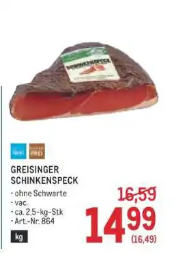 Metro Greisinger Schinkenspeck Angebot