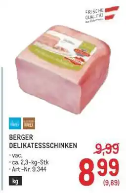 Metro BERGER DELIKATESSCHINKEN Angebot