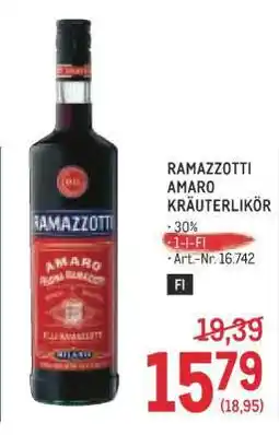 Metro Ramazzotti Amaro Kräuterlikör Angebot