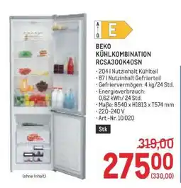 Metro BEKO KÜHLKOMBINATION RCSA300K40SN Angebot