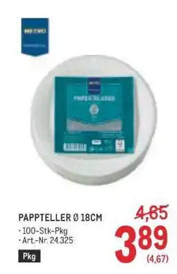 Metro Pappteller Ø 18cm Angebot