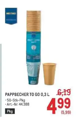 Metro PAPPBECHER TO GO 0,3 L Angebot