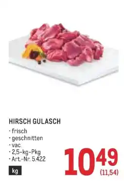 Metro Hirsch Gulasch Angebot