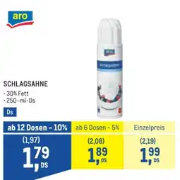 Metro aro SCHLAGSAHNE Angebot