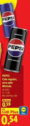 Lidl PEPSI Cola regular, zero oder Mirinda Angebot