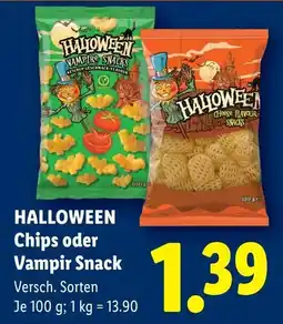 Lidl Halloween Chips oder Vampir Snack Angebot