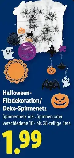 Lidl Halloween-Filzdekoration/Deko-Spinnenetz Angebot