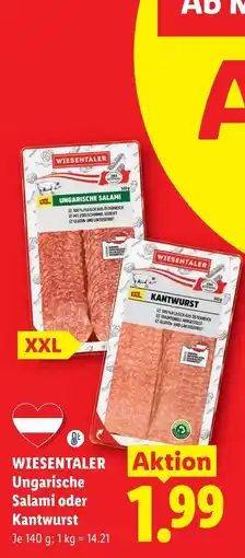 Lidl Wiesentaler Ungarische Salami oder Kantwurst Angebot