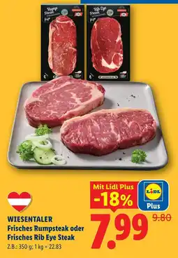 Lidl Wiesentaler Frisches Rumpsteak oder Frisches Rib Eye Steak Angebot