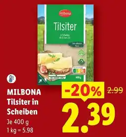 Lidl Milbona Tilsiter in Scheiben Angebot