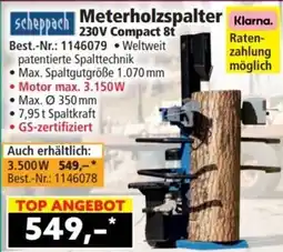 Norma Scheppach Meterholzspalter 230V Compact 8t Angebot