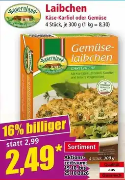 Norma Bauernland Gemüse-laibchen Angebot