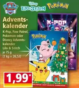 Norma Adventskalender K-Pop, Paw Patrol, Pokemon oder Disney Adventskalender Lilo & Stitch Angebot