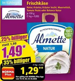 Norma Almette Frischkäse Natur Angebot
