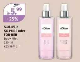 Müller S.Oliver SO PURE oder FOR HER Body Mist Angebot