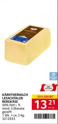 Transgourmet Kärntnermilch Lesachtaler Bergkäse Angebot