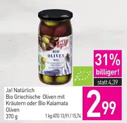 Sutterlüty Ja! Natürliche Bio Griechische Oliven mit Kräutern oder Bio Kalamata Oliven Angebot