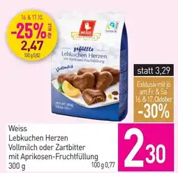 Sutterlüty Weiss Lebkuchen Herzen Vollmilch oder Zartbitter mit Aprikosen-Fruchtfüllung Angebot